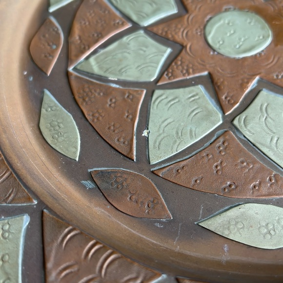 Vintage Moroccan Handmade Copper Wall Plate Tray Decor - Picture 6 of 15